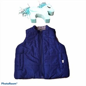 Reversible puffer vest , Blue and Grey Size M